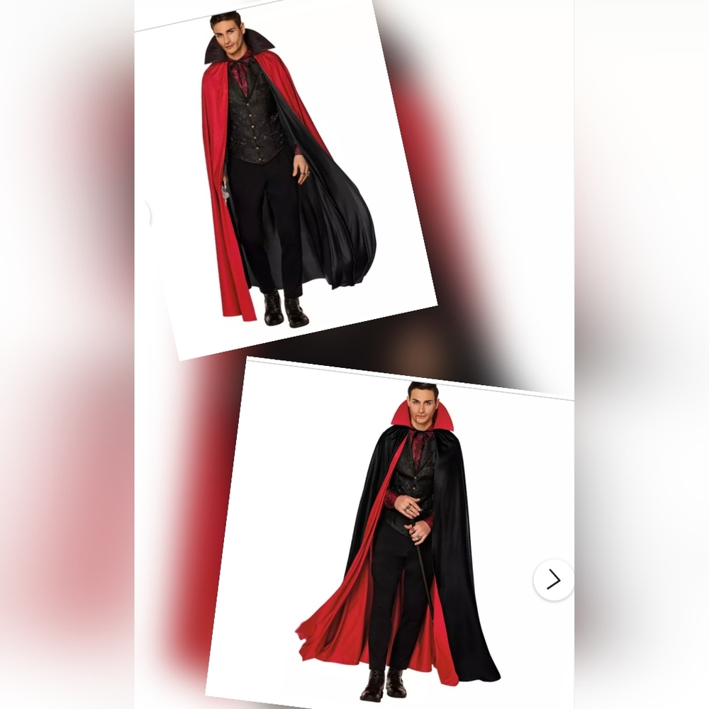 Black cape Count Dracula lined with red satin material Either gender OS fits